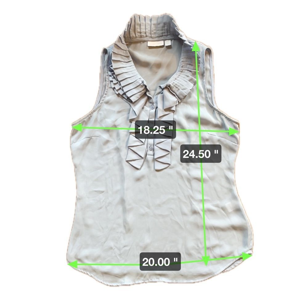 New York & Company Light Dusty Blue Button Front Ruffle Tank Top Women’s Size M - Picture 6 of 6